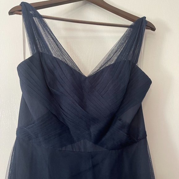 WToo Watters Navy Chiffon Floor Length Dress - Picture 2 of 6